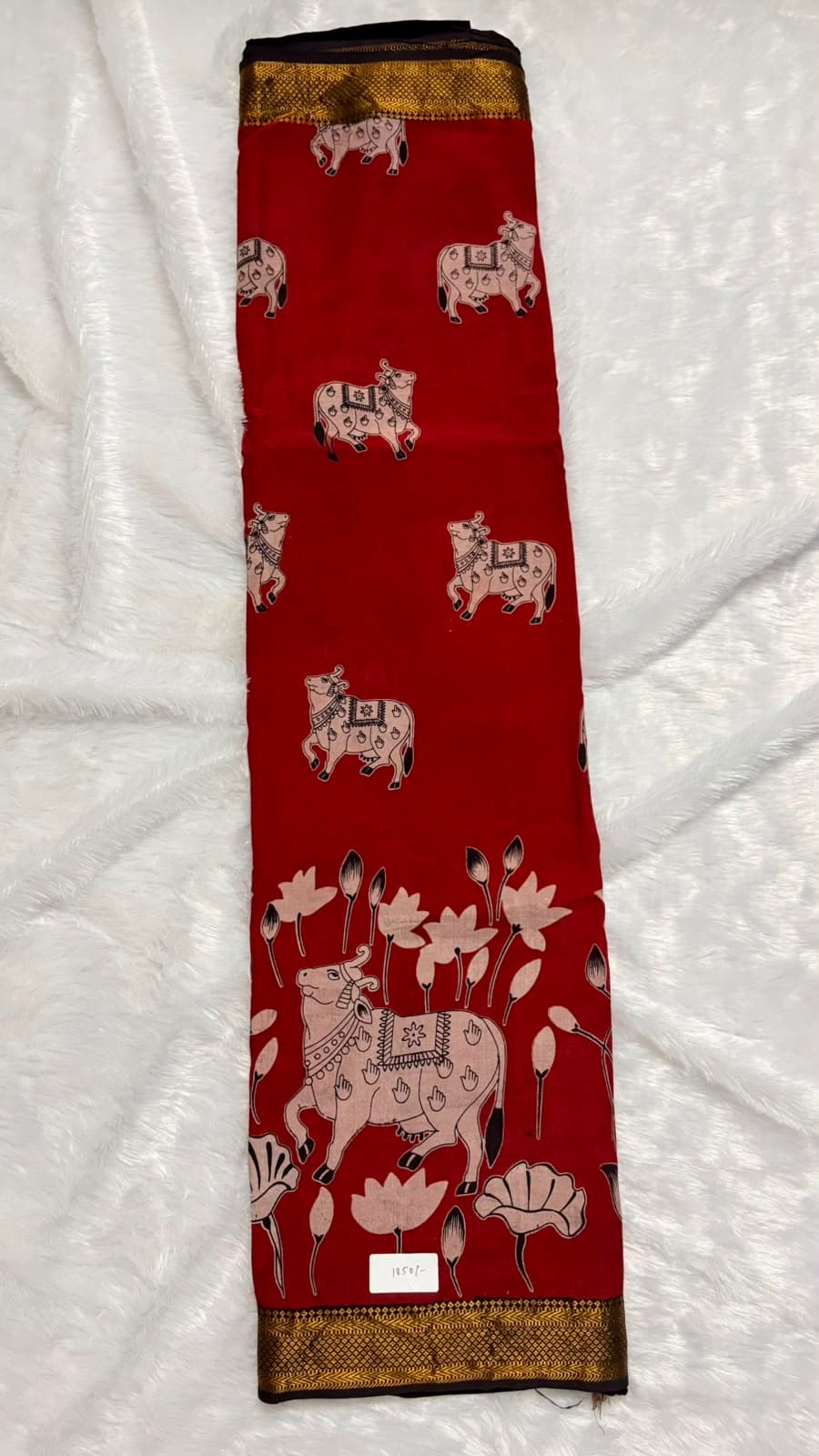 Chennur silk with Nizam Border - Red Pichwai — red-maroon Kalamkari Cotton Silk saree